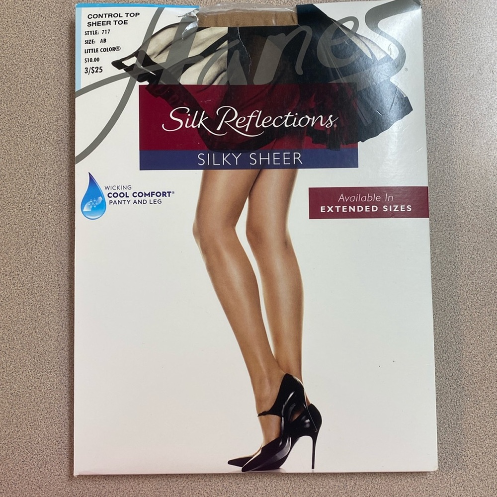 Silk reflections, silky, sheer, control, top, sheer toe, size AB, never opened